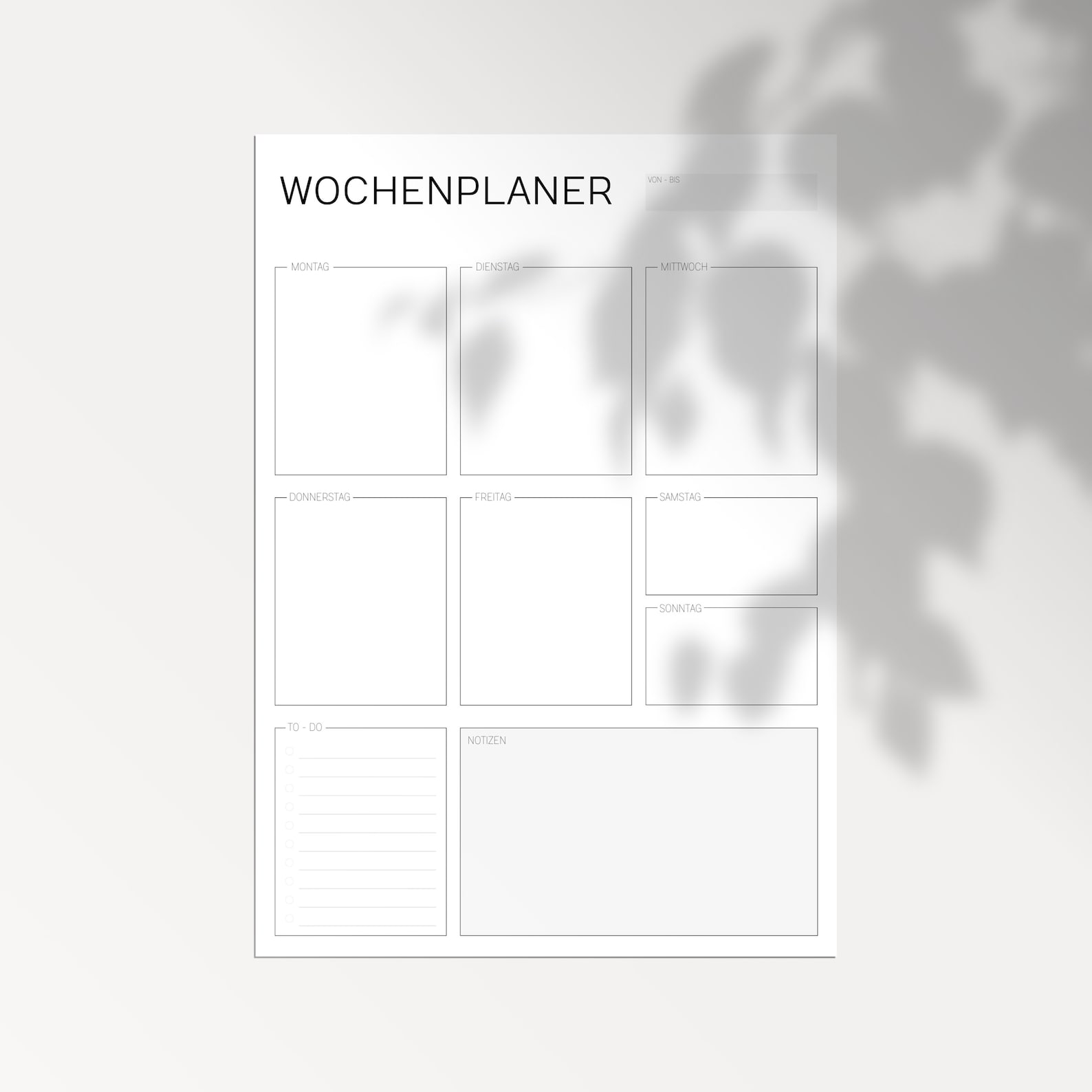 Wochenplaner DIN A3 und A4 | Home Office | To-Do Liste | digitaler
