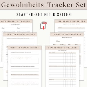 Habit Tracker Starter Set Routines | Habit Tracker Set German Print | Habits Monthly Daily Yearly Resolutions Goals