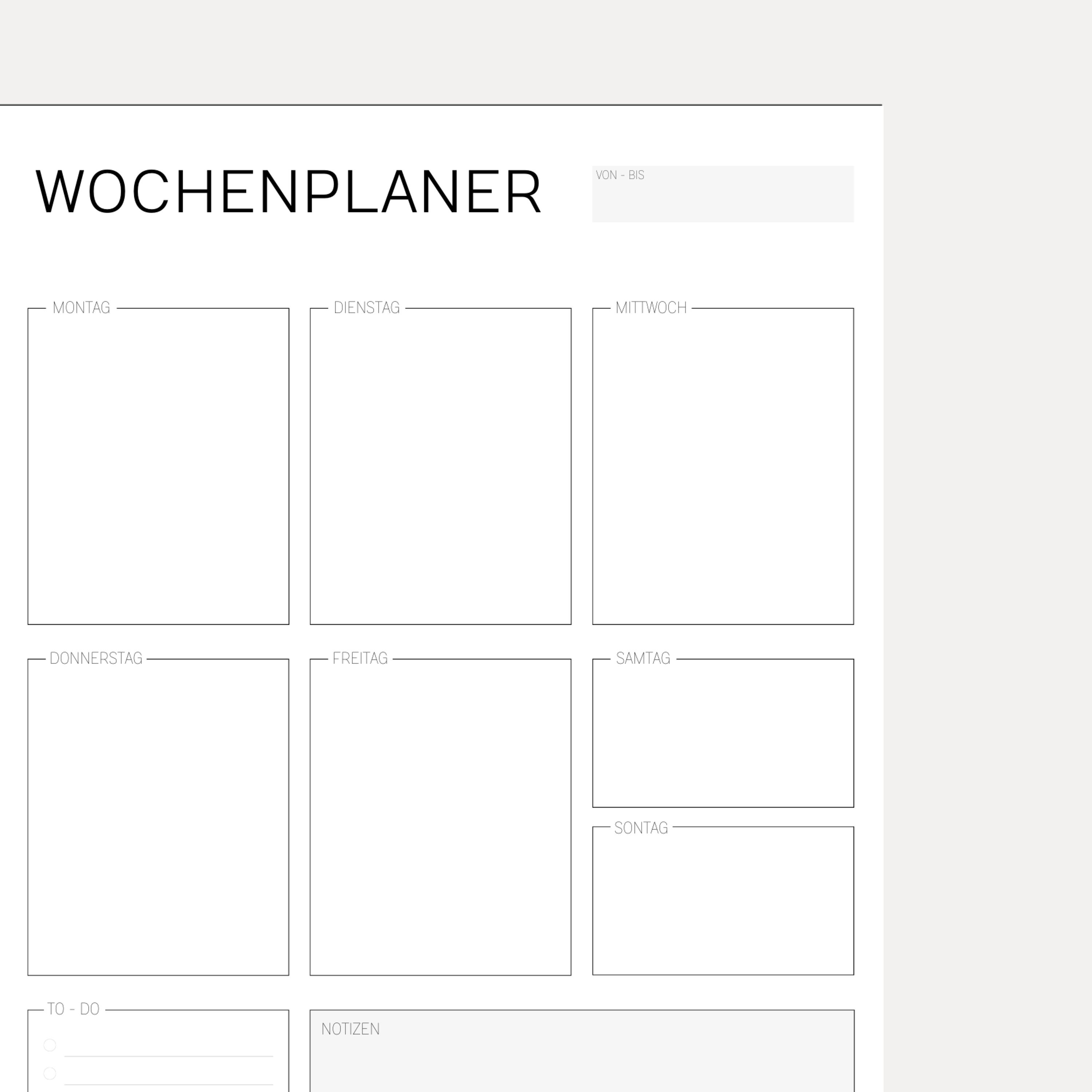 Wochenplaner DIN A3 und A4 | Home Office | To-Do Liste | digitaler