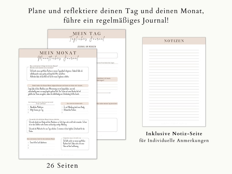 Selbstentwicklungs Planer zum Ausdrucken Coaching Vorlage Set digital Journal Manifestieren von Zielen Achtsamkeit Vision Board Workbook zdjęcie 4