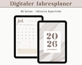 Digital Yearly Planner 2026 | Weekly and Monthly Planner 2026 | For Tablet & Print | Goals, Routines, Habits | Printable PDF