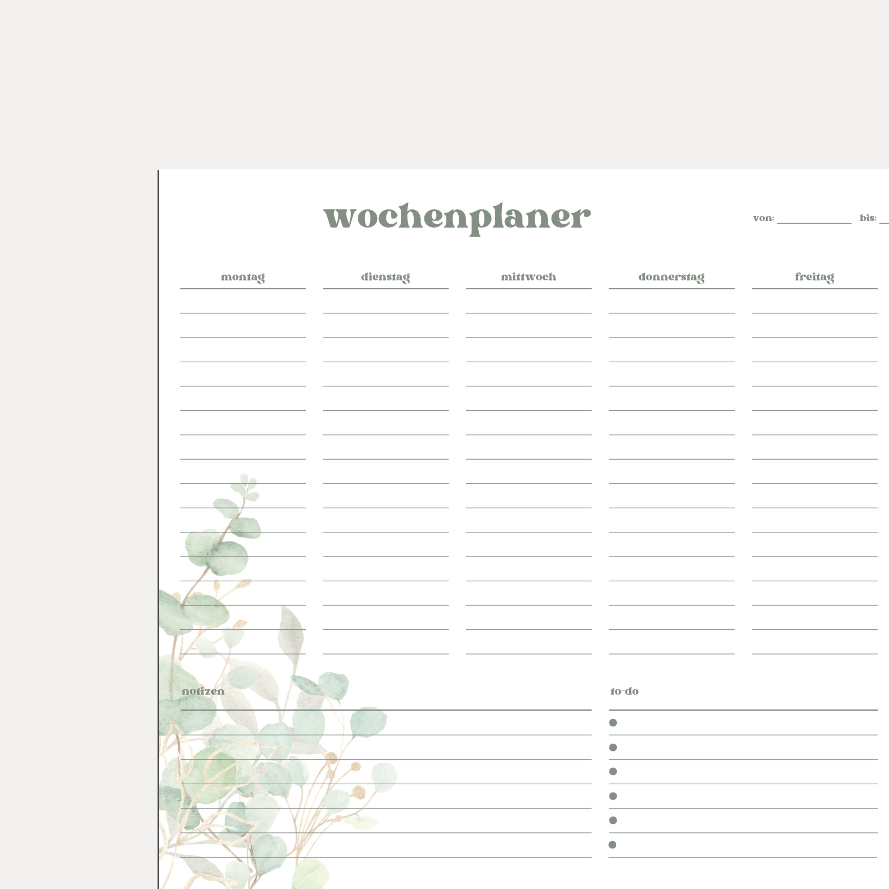 Wochenplaner DIN A3 und A4 ToDo Liste für Familie auf Etsy.de