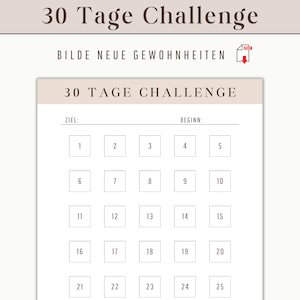30 Tage Challenge als Fortschritt Tracker zum Ausdrucken | 30 day challenge deutsch | monatliche Routinen und Gewohnheit Selfcare Journal