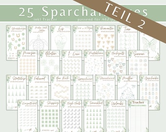 Sparchallenge A6 as a digital DOWNLOAD budget book set | Eucalyptus | Envelope Method Sparbinder Zipper Cash Stuffing | German small change