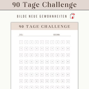 90 Day Challenge Habit Tracker Printable | 90 day challenge german | monthly routines & habit selfcare journal self care