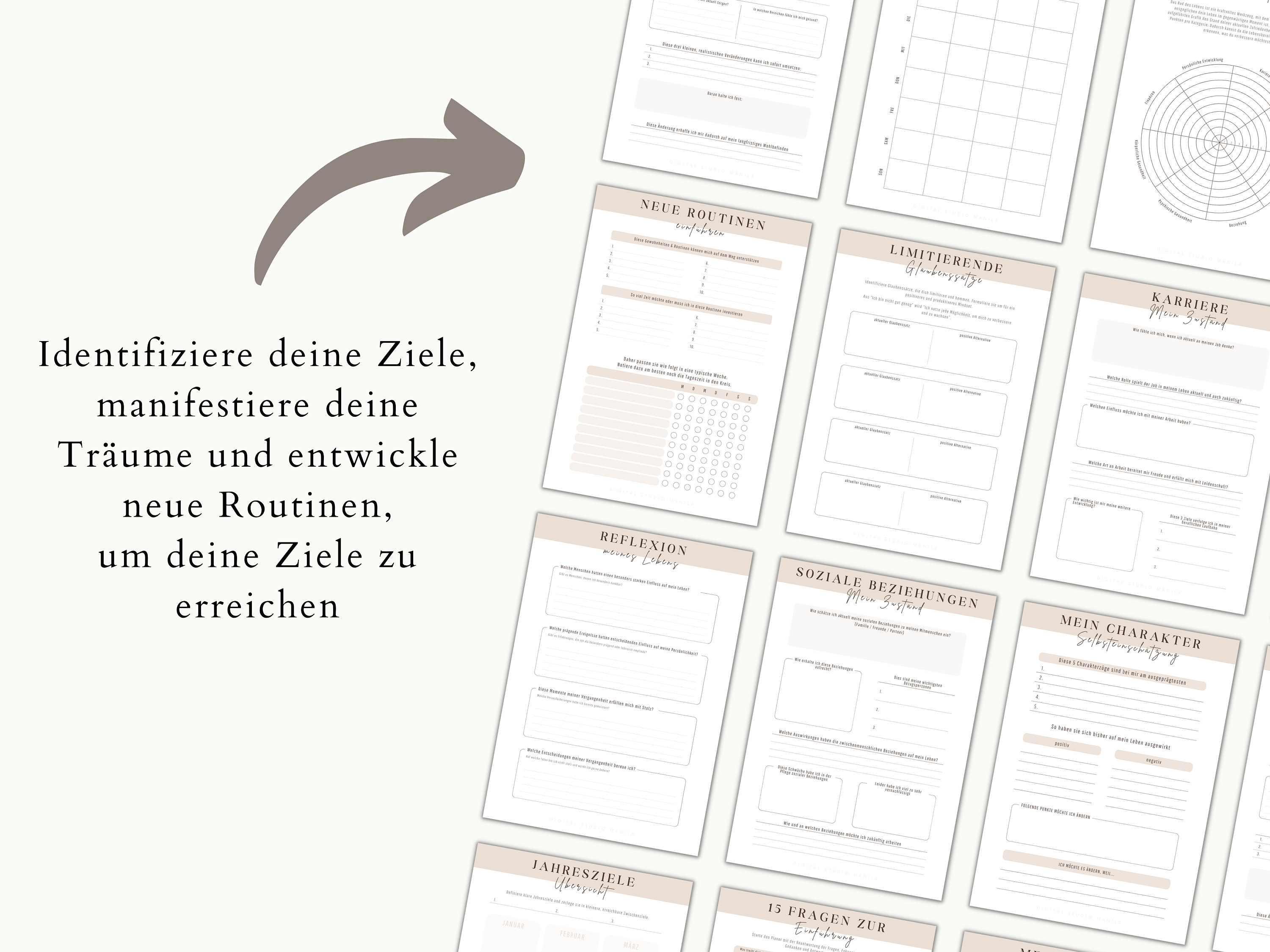 Selbstentwicklungs Planer zum Ausdrucken Coaching Vorlage Set digital ...