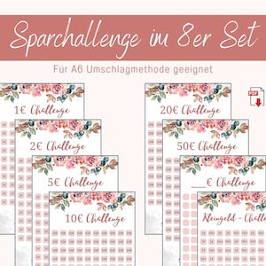 Sparchallenge A6 Zipper Method | digital DOWNLOAD | 1 2 5 10 20 50 euros | Small Change Challenge | Budget Savings | Coin Saving Challenge | German