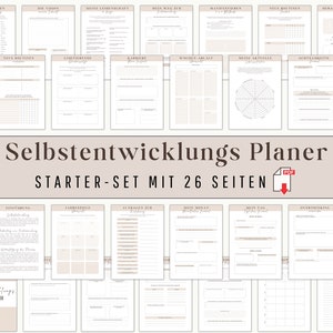 Self-development planner to print Coaching template set digital journal Manifesting goals Mindfulness Vision Board Workbook