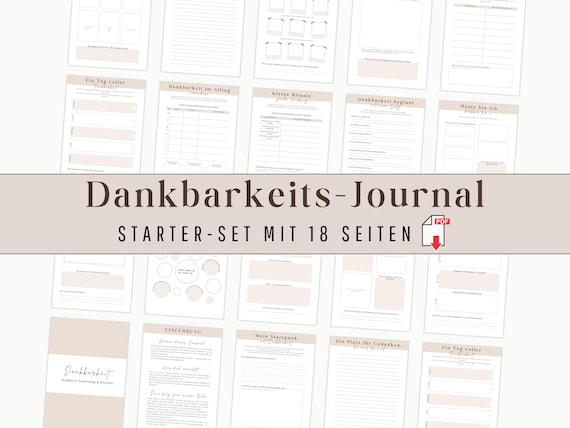 Dankbarkeitsjournal zum Ausdrucken | Selbstreflexion Achtsamkeit Tagebuch PDF | Vorlage für mehr Fokus, innere Stärke & Wohlbefinden