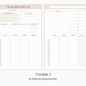 Plan semanal PDF para imprimir | Resumen semanal sin fecha como planificador para carpetas de anillas | Semana en 2 páginas como DESCARGA digital imagen 4