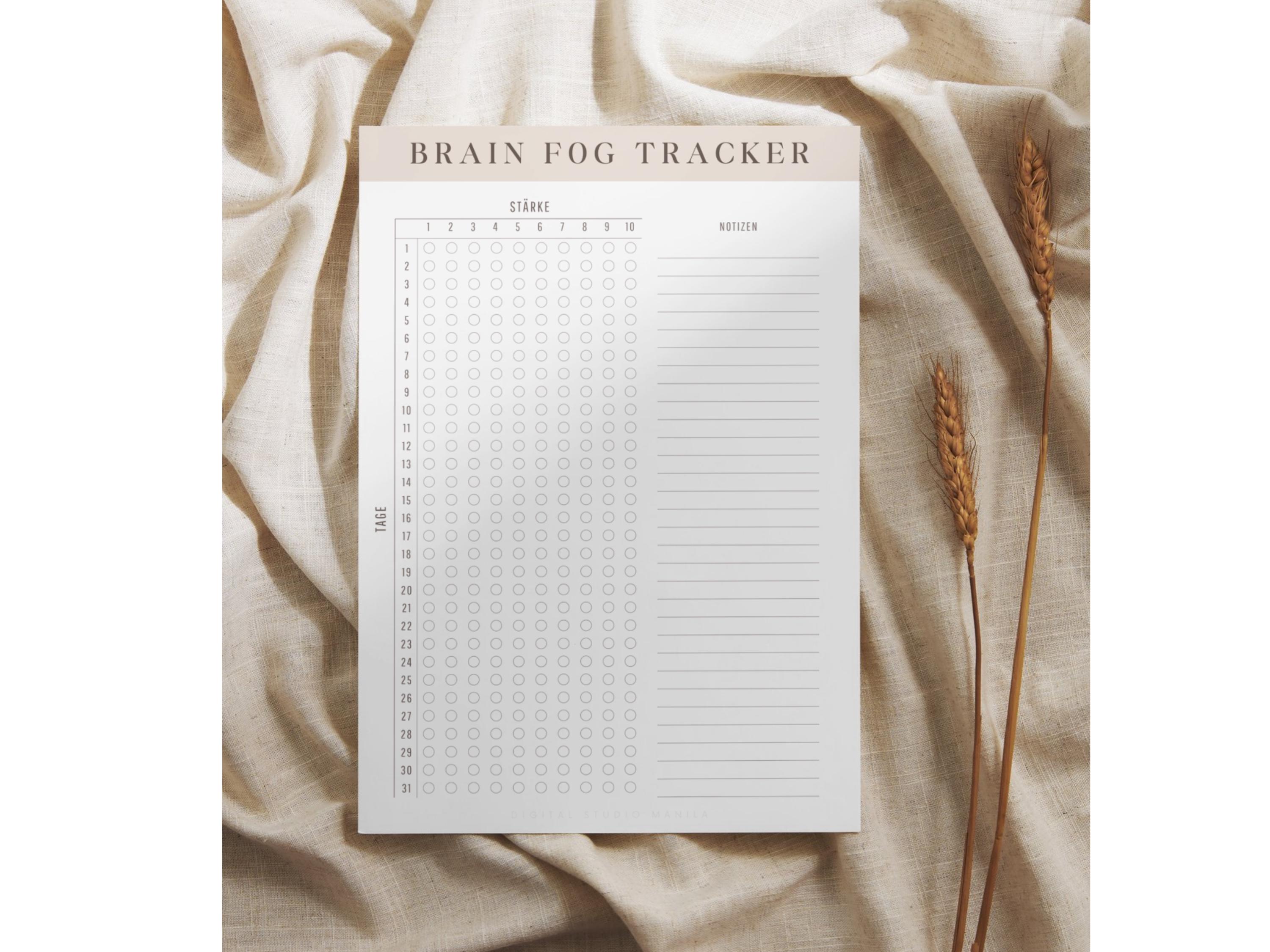 Brain Fog Tracker Printable | Monthly Template With Daily Rating and ...