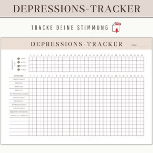 Depression tracker to print template in German | Monthly Mood Mood Tracker | Mental Health Therapy Journal Tool