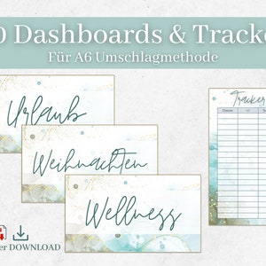 Dashboard Budget A6 | Cover sheets A6 Cash Stuffing German | DIGITAL DOWNLOAD | Envelope method to save | Budget Planner | Blank template