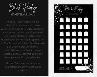 Black Friday Sparchallenge A6 monatlich für Budgetbuch | digitaler DOWNLOAD | Sparbinder A6 Zipper Budgeting Methode Set | deutsch Kleingeld
