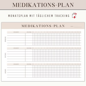 Sjabloon voor maandelijks medicatieplan om af te drukken | Medicijnkaart Planner Journal Lijst met geneesmiddelenprotocollen | Medicatie tracker log dagelijks