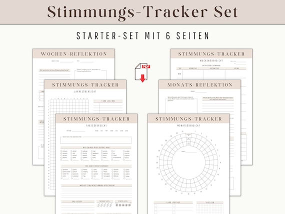 Stimmungs Tracker für Selbstfürsorge | Stimmungs Tagebuch Gewohnheiten Routinen Tracker | Selfcare Therapie Journal Vorlage zum Ausdrucken