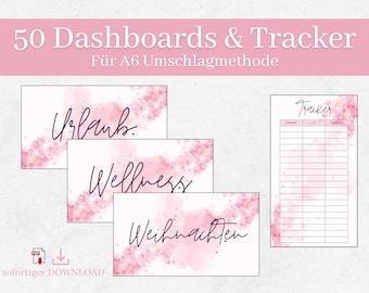 Dashboard Budget A6 | Deckblätter A6 Cash Stuffing deutsch | digitaler DOWNLOAD | Umschlagmethode zum Sparen | Budgetplaner | Blanko Vorlage