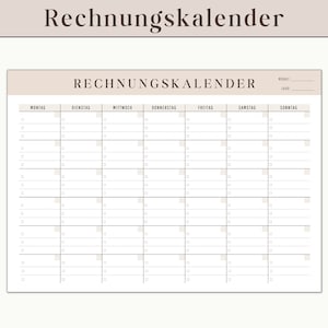 Invoice Calendar Payments Bill Tracker Budget Planner | Planning personal finances | monthly invoices template money management | PDF