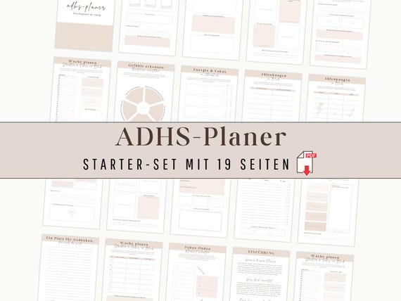 ADHS Planer für Erwachsene Journal zum Ausdrucken | Vorlage für mehr Struktur, Fokus & Selbsthilfe | Mental Health PDF - digitaler DOWNLOAD