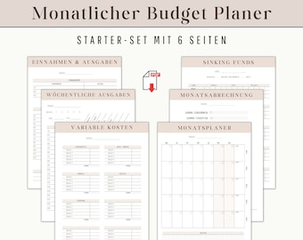 Budget Planner Beginner Set | Monthly financial planner template for beginners and starters | Budget book personal money management DOWNLOAD