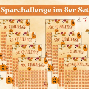 Sparchallenge A6 Herbst Halloween deutsch Zipper Methode | PDF digital DOWNLOAD | Chash Stuffing | Kleingeldchallenge | Budget Sparen Euro