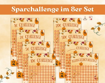 Sparchallenge A6 Herbst Halloween deutsch Zipper Methode | PDF digital DOWNLOAD | Chash Stuffing | Kleingeldchallenge | Budget Sparen Euro