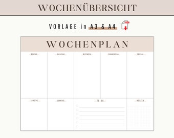 Wochenplaner DIN A3 und A4  To-Do Liste Prioritäten für Familie auf deutsch Wochenübersicht zum Ausdrucken | digital DOWNLOAD PDF