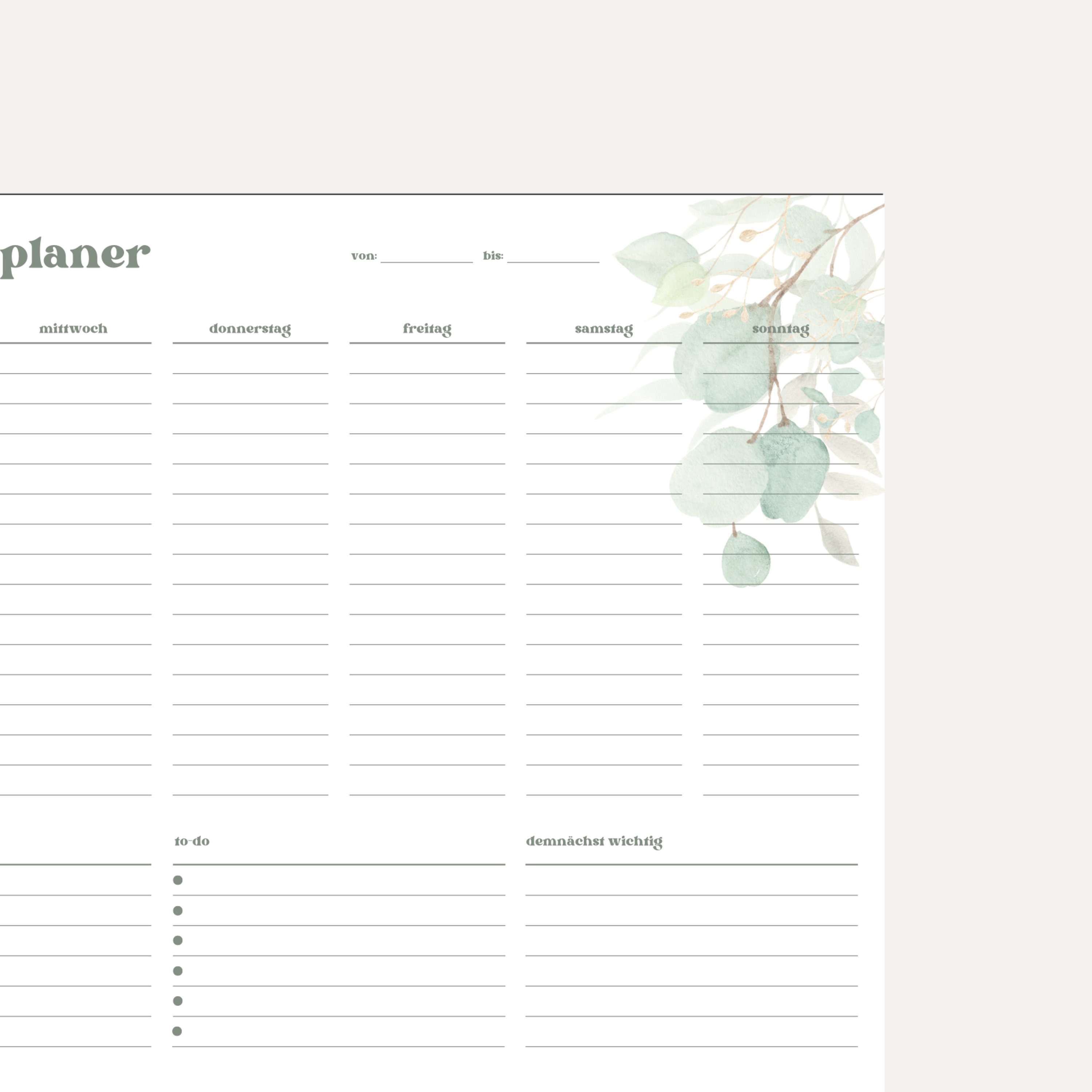 Wochenplaner DIN A3 und A4 | To-Do Liste Prioritäten für Familie auf