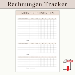 Invoice tracker German A4 | Financial Planner Set Print | Budget Planner Savings Tracker Household Book Bill Tracker | Digital Download PDF