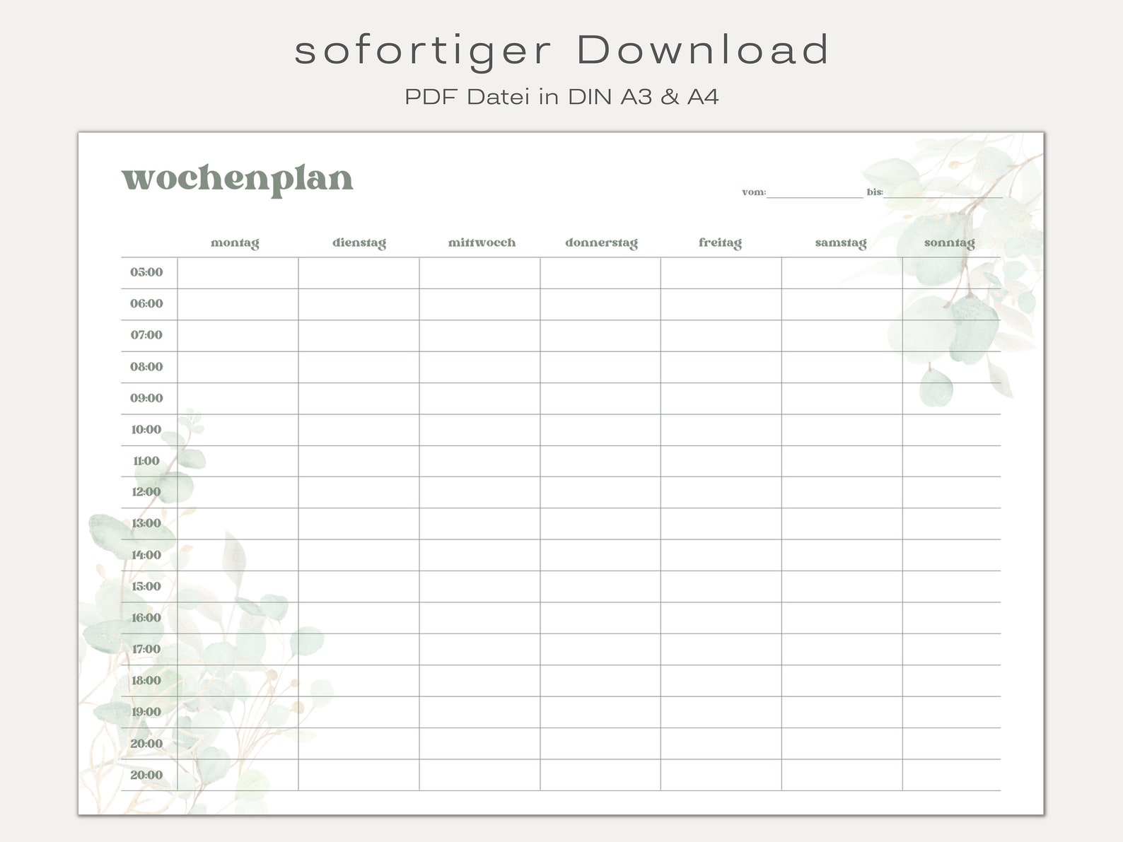 Wochenplaner zum Ausdrucken PDF DIN A3 und A4 | Prioritäten To-Do Liste