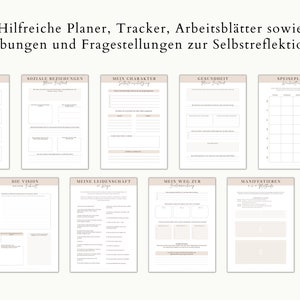 Self development planner printable coaching template set digital journal manifesting goals mindfulness vision board workbook image 2