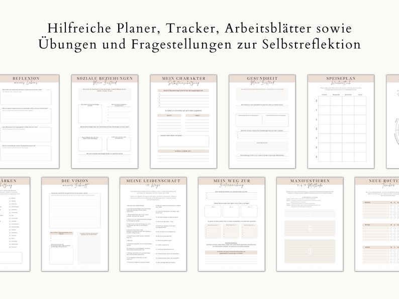 Self development planner printable coaching template set digital journal manifesting goals mindfulness vision board workbook image 2