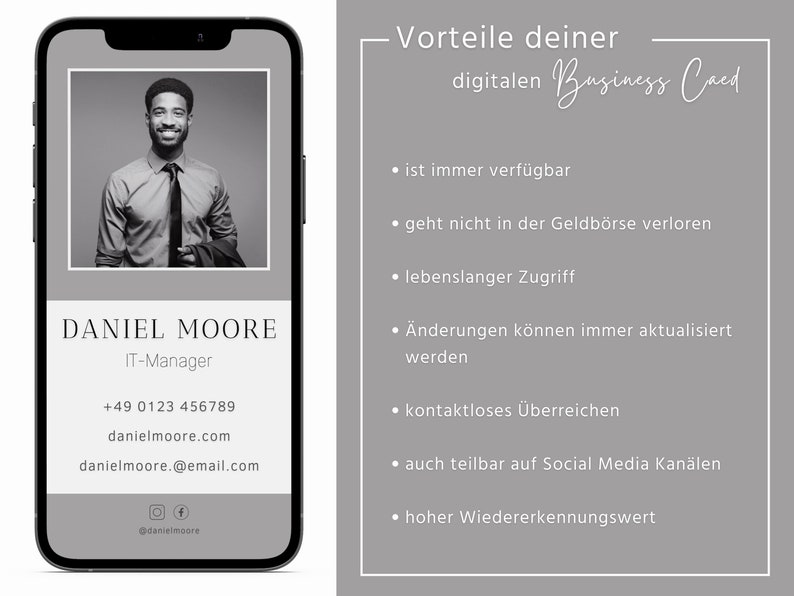 Digitale Visitenkarte Canva Vorlage auf deutsch DIY moderne Business Card editierbar sofortiger DOWNLOAD professionelles Marketing Bild 7