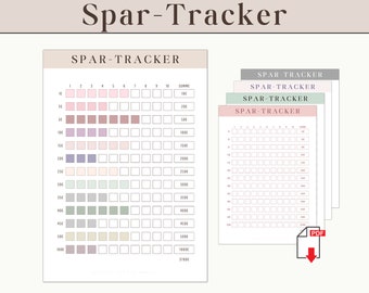 Savings tracker in 5 different colors Savings challenge to print out Savings overview insert Budget planner digital download Budget binder