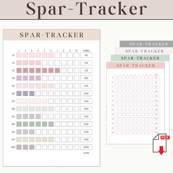 Savings tracker in 5 different colors Savings challenge to print out Savings overview insert Budget planner digital download Budget binder