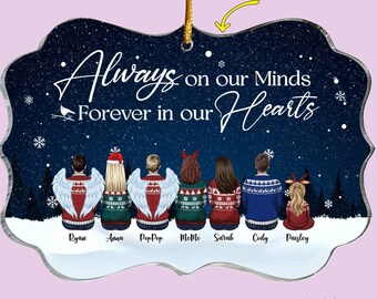 Personalized Always On Our Minds Ornaments, Personalized Christmas In heaven Ornament for deceased. Heaven Ornament, Wings Ornamen 2022