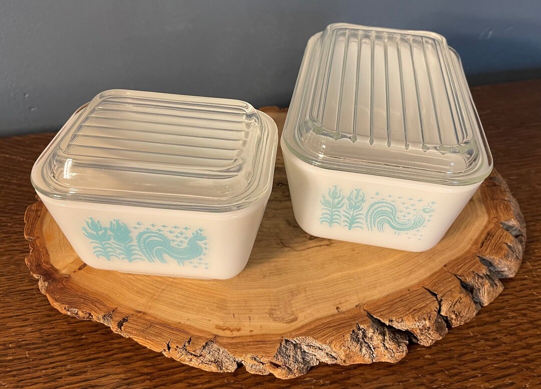 Vintage Refrigerator Boxes | Amish Butterprint Pattern | 2 Piece Set ...