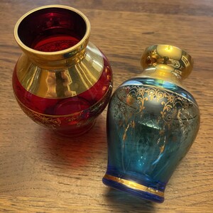 Italian Blown Glass Vases | Mini Vase from Venezia/Venice Italy | Vecchia Murano Ruby Red | Sapphire Blue | Individually Sold or as a pair |