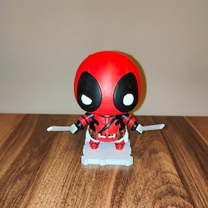Custom Hand Painted Deadpool Pop, 3d Print Art Collectible Funko Pop Figure, Art Collectibles Bust, Superhero Sculpture,  gift for him