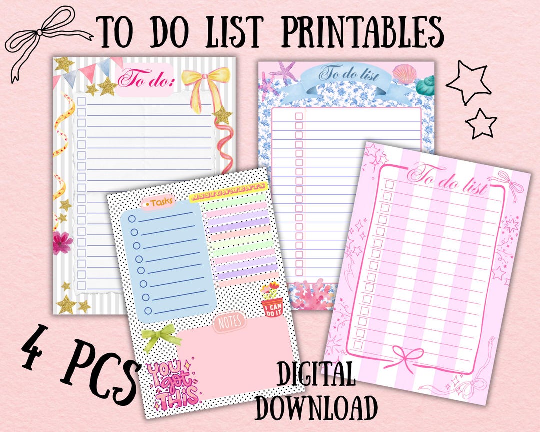 Pink Planner To-do Lists | Cute Printable Checklists | Instant Digital ...