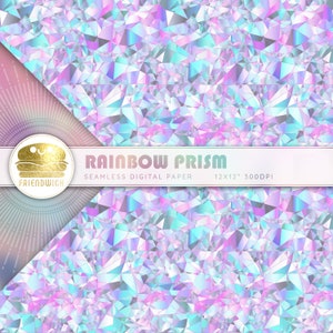 Iriserend regenboog digitaal papier, glanzend holografisch plakboekpapier, glitterfoliepapier, veelkleurig glas en kristal, regenboogfeest