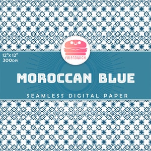 Carta digitale marocchina con piastrelle blu e bianche, carta per album ornamentali Aqua, carta mediterranea, fiori di piastrelle blu, festa marocchina