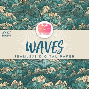 Onde carta digitale, sfumatura blu, carta onde oceaniche, mare verde blu, onde giapponesi