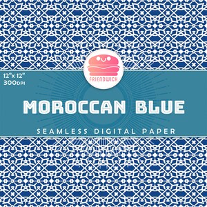 Carta digitale marocchina con piastrelle blu e bianche, carta per album ornamentali Aqua, carta mediterranea, fiori di piastrelle blu, festa marocchina