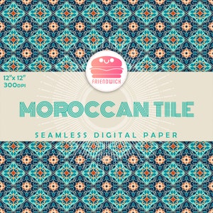 Carta digitale per piastrelle marocchine, carta scrapbook ornamentale verde, carta mediterranea, fiori di piastrelle verdi, festa marocchina