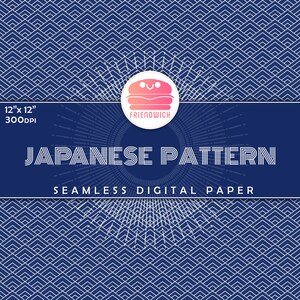 Japanese Pattern Paper, seamless pattern, traditional scrapbooking pattern, printable digital paper, blue white