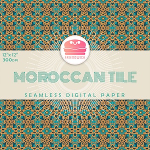 Papier numérique de carreaux marocains, papier de scrapbook ornemental vert, papier méditerranéen, fleurs de carreaux verts, fête marocaine