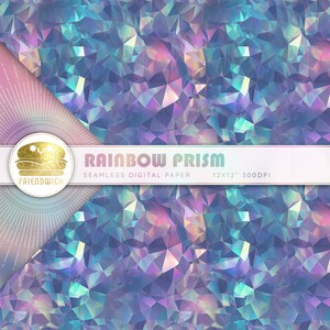 Iriserend regenboog digitaal papier, glanzend holografisch plakboekpapier, glitterfoliepapier, veelkleurig glas en kristal, regenboogfeest