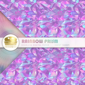 Iriserend regenboog digitaal papier, glanzend holografisch plakboekpapier, glitterfoliepapier, veelkleurig glas en kristal, regenboogfeest
