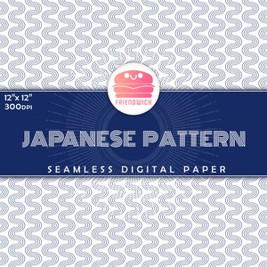Japanese Pattern Paper, seamless pattern, traditional scrapbooking pattern, printable digital paper, blue white